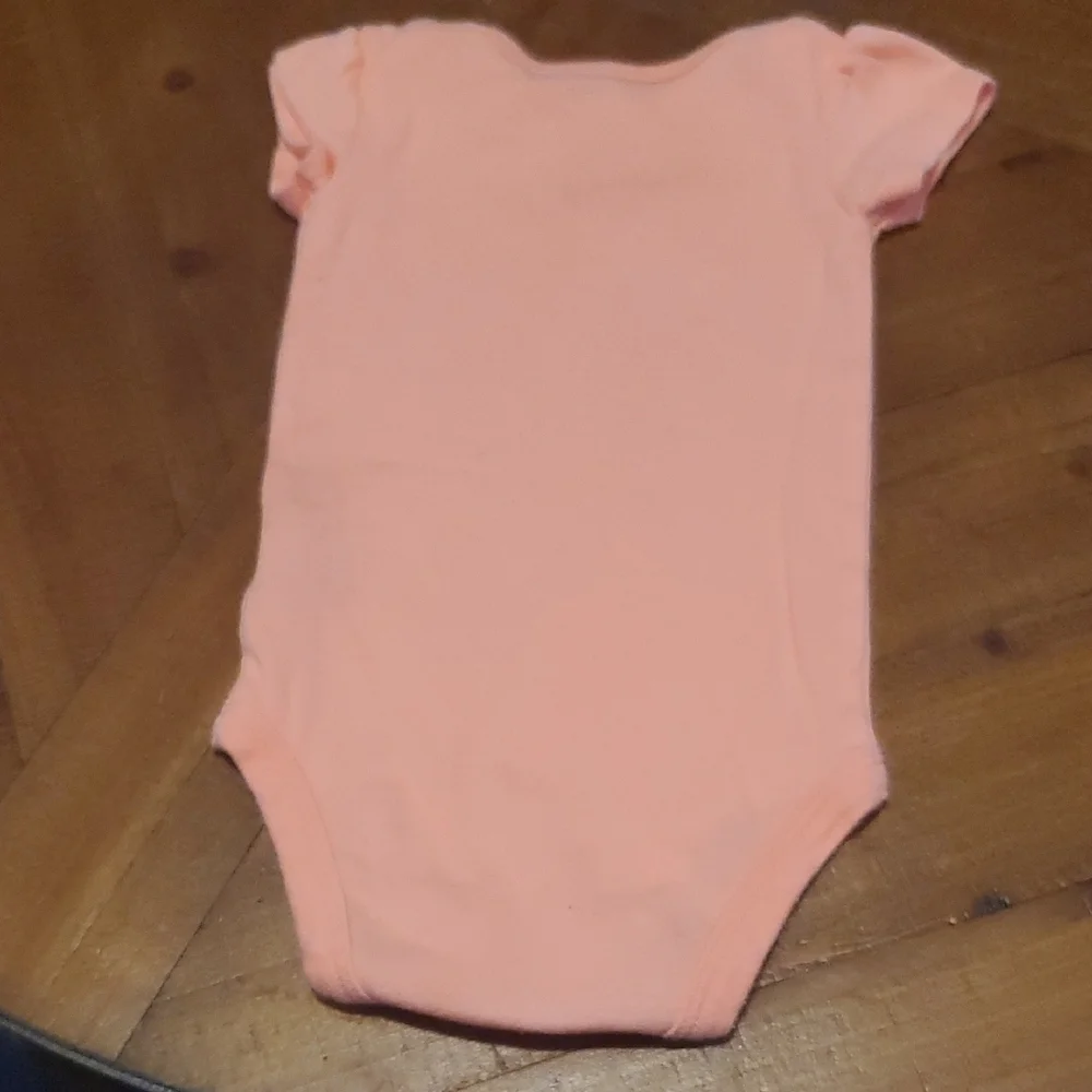 🐻 Carter's Coral Bodysuit with Bird and Happy Embroidery